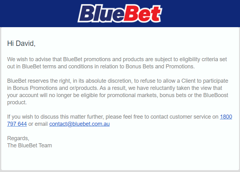 BlueBet Gubbing Email